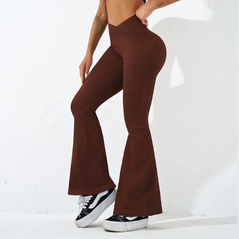 High Waist Slim Flared Pants