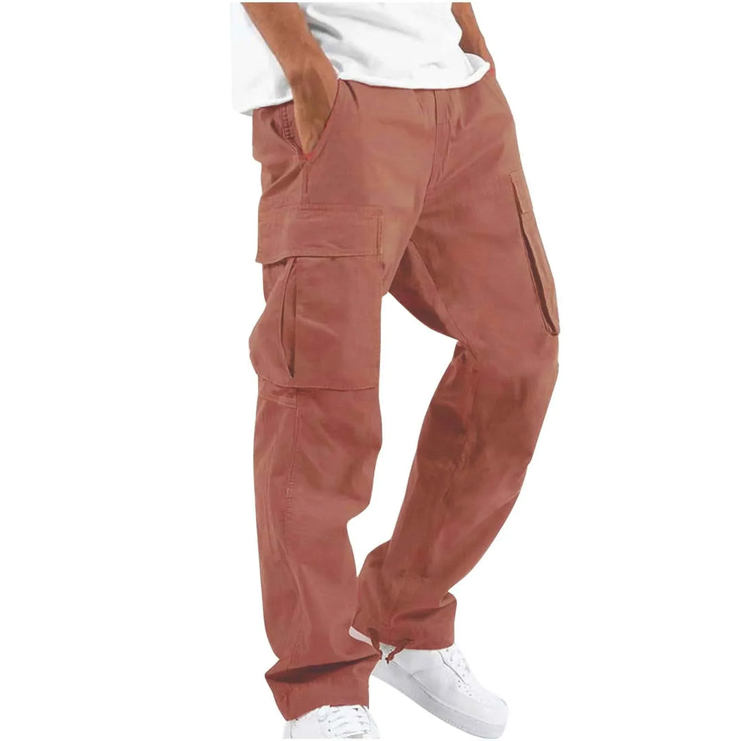 Nuevos pantalones cargo para hombre. Estilo de ocio europeo y americano con cordón y múltiples bolsillos. Pantalones largos de moda callejera.