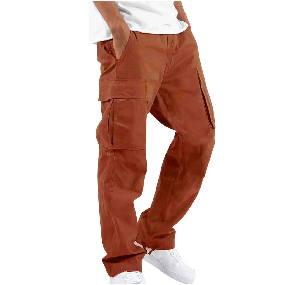 Nuevos pantalones cargo para hombre. Estilo de ocio europeo y americano con cordón y múltiples bolsillos. Pantalones largos de moda callejera.