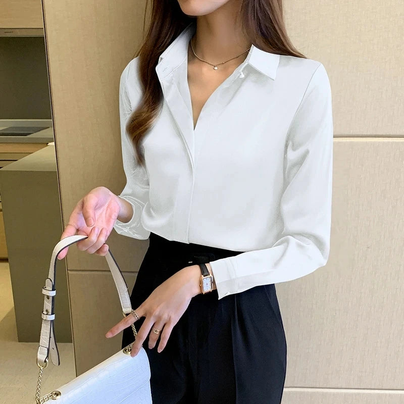 Classy Long Sleeve Silk Blouse