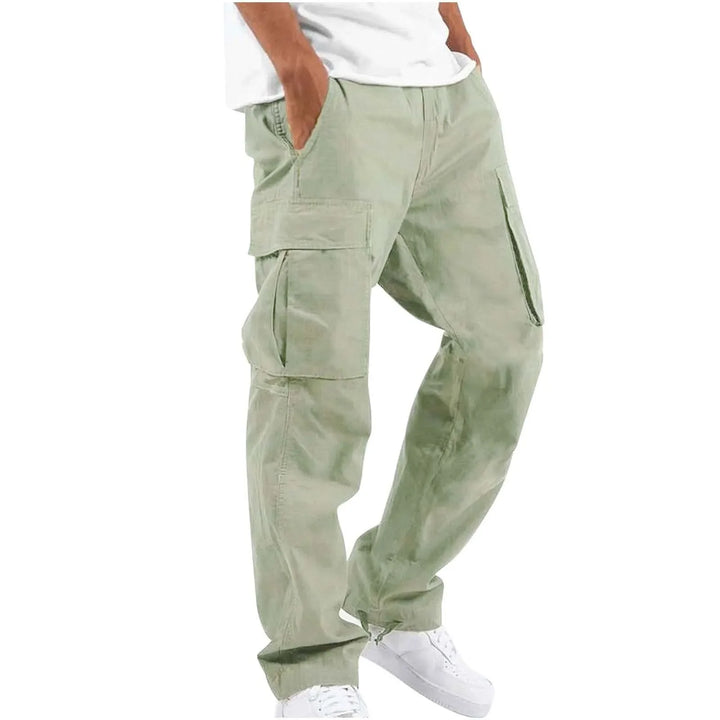 Nuevos pantalones cargo para hombre. Estilo de ocio europeo y americano con cordón y múltiples bolsillos. Pantalones largos de moda callejera.