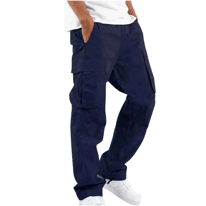 Nuevos pantalones cargo para hombre. Estilo de ocio europeo y americano con cordón y múltiples bolsillos. Pantalones largos de moda callejera.