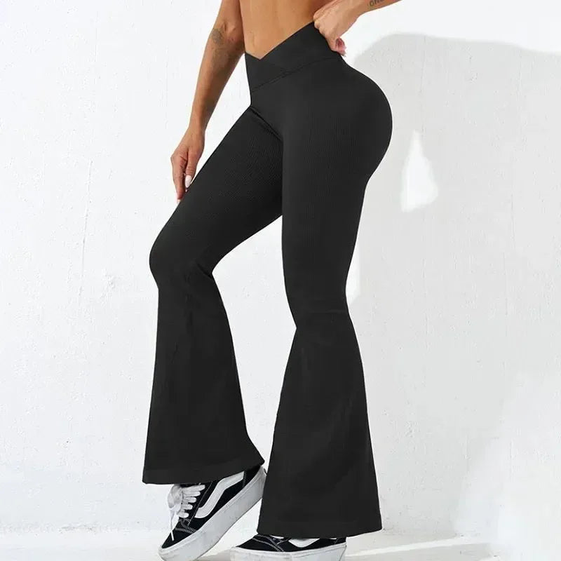 High Waist Slim Flared Pants