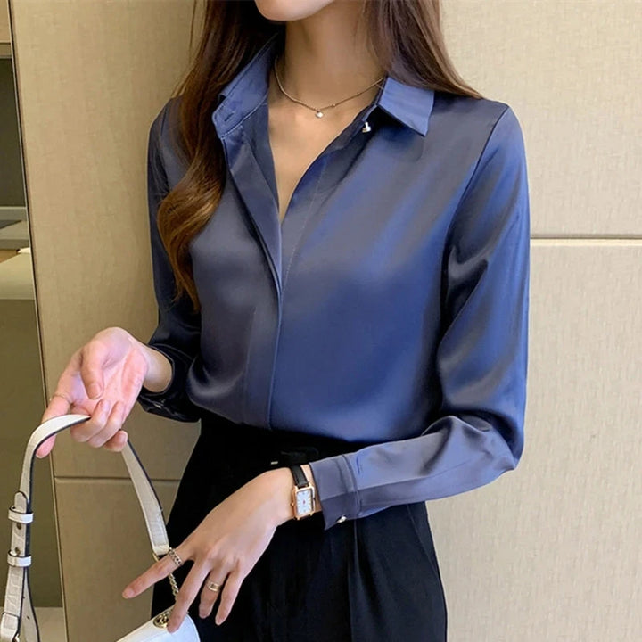 Classy Long Sleeve Silk Blouse