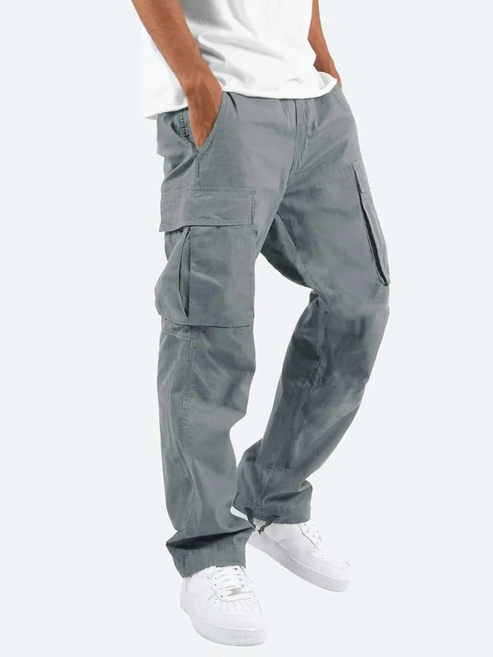 Nuevos pantalones cargo para hombre. Estilo de ocio europeo y americano con cordón y múltiples bolsillos. Pantalones largos de moda callejera.