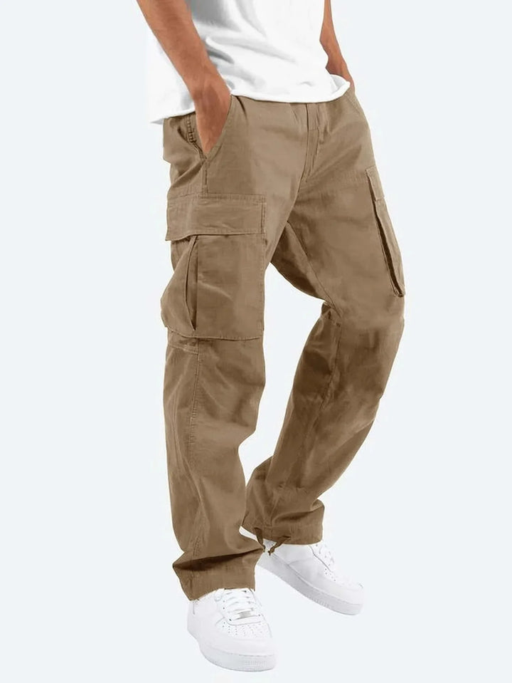 Nuevos pantalones cargo para hombre. Estilo de ocio europeo y americano con cordón y múltiples bolsillos. Pantalones largos de moda callejera.