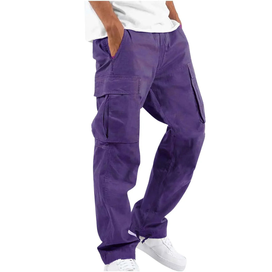 Nuevos pantalones cargo para hombre. Estilo de ocio europeo y americano con cordón y múltiples bolsillos. Pantalones largos de moda callejera.
