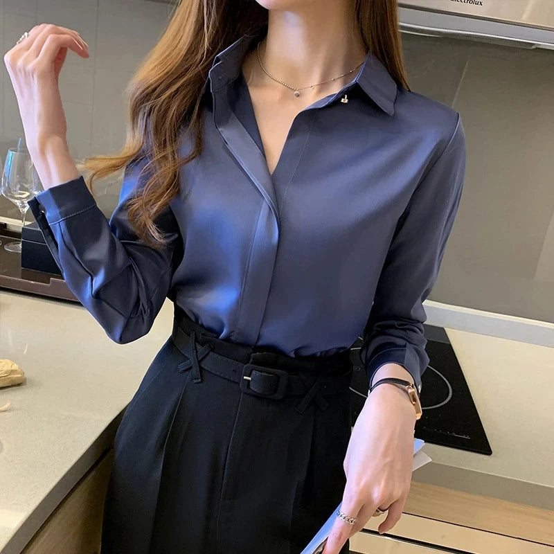 Classy Long Sleeve Silk Blouse